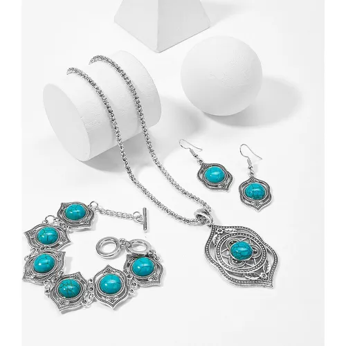 Collier décoré de turquoise & Bracelet & Boucles d'oreilles - SHEIN - Modalova