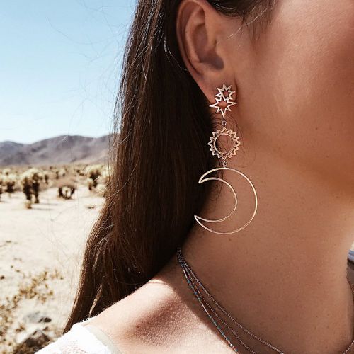 Boucles d'oreilles dépareillées en forme de lune et de soleil - SHEIN - Modalova