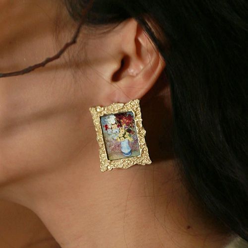 Boucles d'oreilles avec détail de peinture à l'huile 1 paire - SHEIN - Modalova