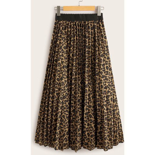 Jupe à taille élastique avec imprimé léopard et plis - SHEIN - Modalova