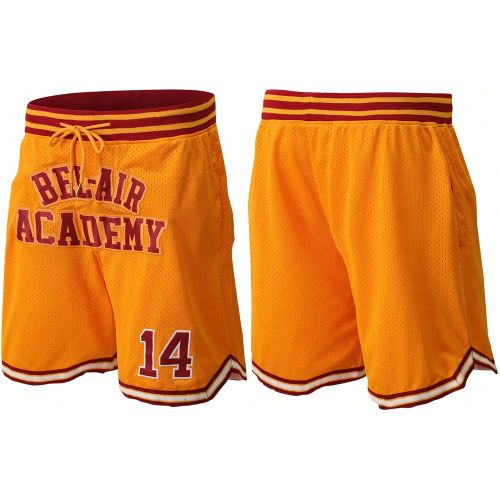 Short de basketball style boyfriend, #14, avec 14 poches, respirant, ample, avec broderie jaune. Short de sport pour la compétition, l'entraînement, - SHEIN - Modalova