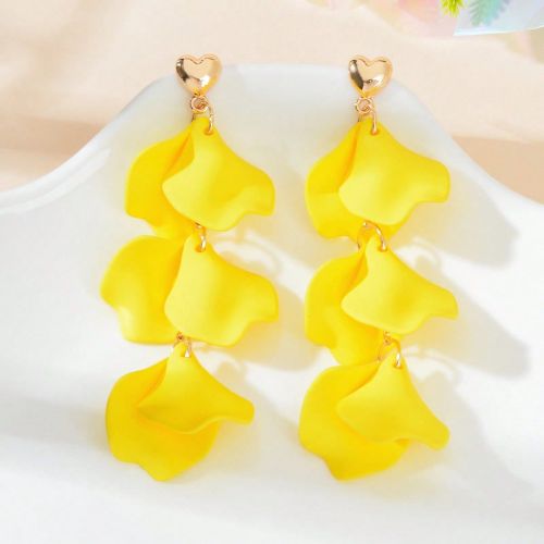 Paire de nouvelles boucles d'oreilles à pétales de fleurs jaunes romantiques à fixer pour les s, bijoux pour dîner, rendez-vous et soirée - SHEIN - Modalova