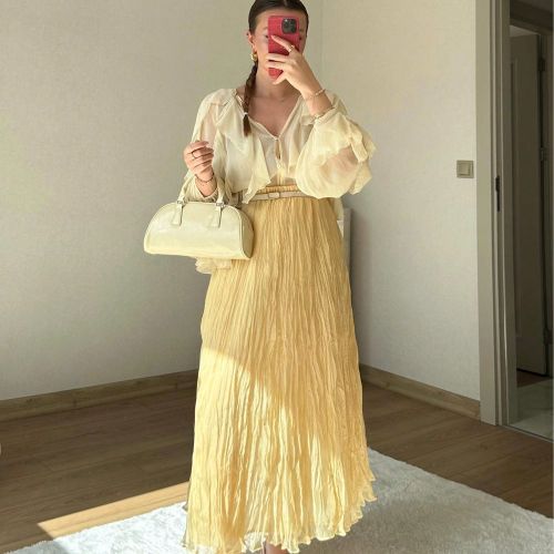 Jupes plissées élégantes et unies à la modes, jupes d'été décontractées à taille élastique - SHEIN - Modalova