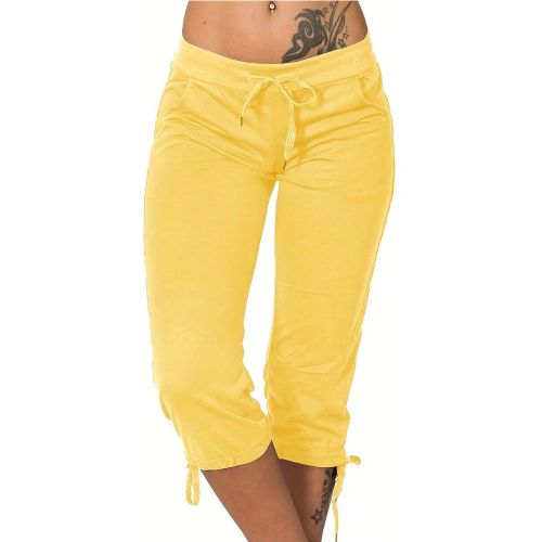 Pantalon mi-taille à cordon de serrage, longueur cheville, pour printemps et été. Pantalon décontracté à la modes - SHEIN - Modalova