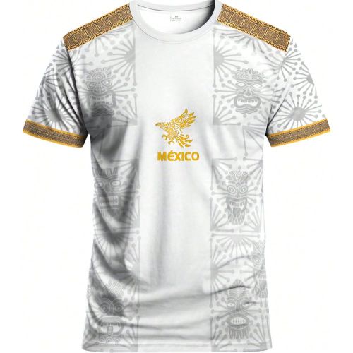 Maillot de football du Mexique et t-shirt sport à col rond confortable, convient pour les matches, l'entraînement de football, les occasions décont - SHEIN - Modalova