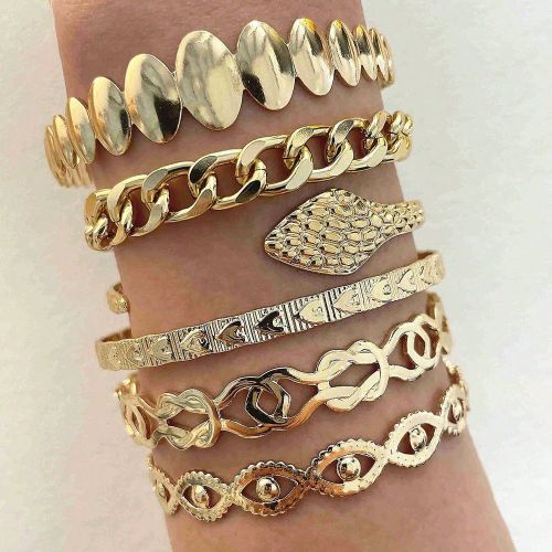 Pièces/6 pièces/12 pièces/14 pièces Ensemble de bracelets manchettes minimalistes avec étoiles - SHEIN - Modalova