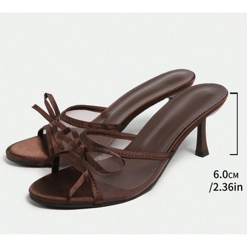 Mules à talons hauts de haute qualités avec nœud et imprimé léopard - SHEIN - Modalova