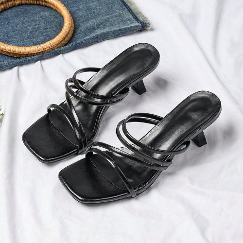 Nouvelles sandales élégantes à talon chaton imprimé léopard, chaussures polyvalentes à talons hautss - SHEIN - Modalova