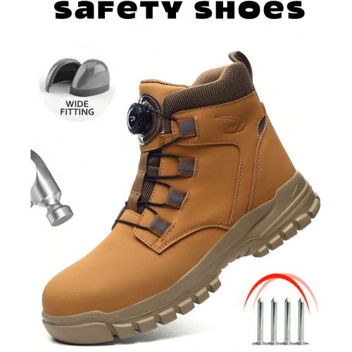Chaussures de sécurité à embout d'aciers et femmes avec fermeture à bouton rotatif, bottes de travail hautes durables à embout d'acier, noires, g - SHEIN - Modalova