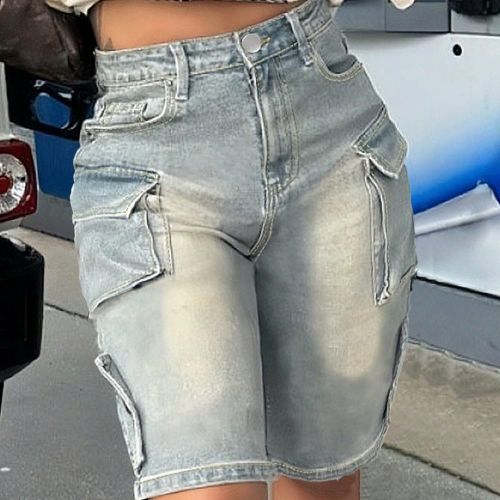 Short bermuda en cargo en jean style cowgirl urbains - SHEIN - Modalova
