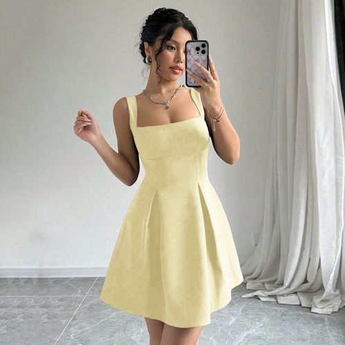 Robe mini courte casual d'été unie à la taille basse et cintrées - SHEIN - Modalova