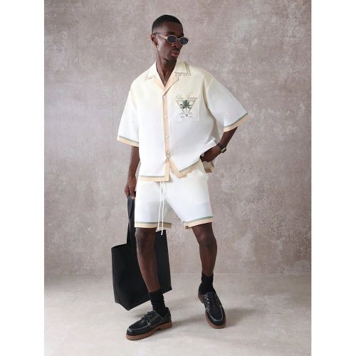 Ensemble chemise à manches courtes avec boutons et shorts assortis Palm Springs Resort. Tenue d'été de loisirs pour les vacances à la plage en deu - SHEIN - Modalova