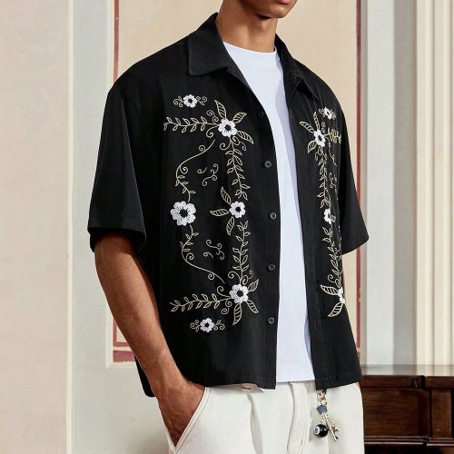 Chemise décontractée ample à manches courtes en tissu, pour le port quotidien des jeunes s - SHEIN - Modalova