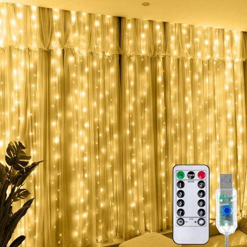 Pièce Rideau lumineux 3 M 100/200/300 LED, lumières de fée suspendues alimentées par USB avec 8 modes d'éclairage et télécommande. Convient pou - SHEIN - Modalova