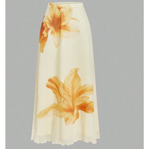 Jupe en maille à imprimé floral jaunes - SHEIN - Modalova