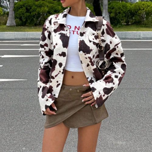 Veste imprimé vache grande taille, automne - SHEIN - Modalova
