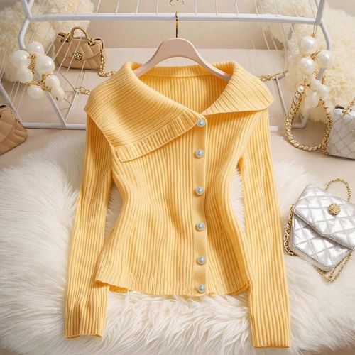 Cardigan en tricot casual à manches longues et boutonnage simple de couleur unies - SHEIN - Modalova