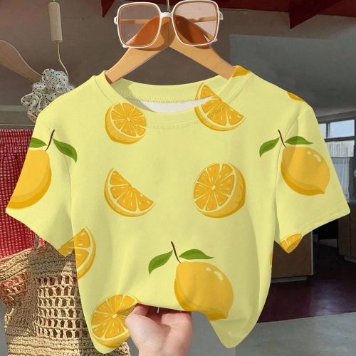 T-shirt à manches courtes imprimé croissant, style décontracté pour l'été - SHEIN - Modalova