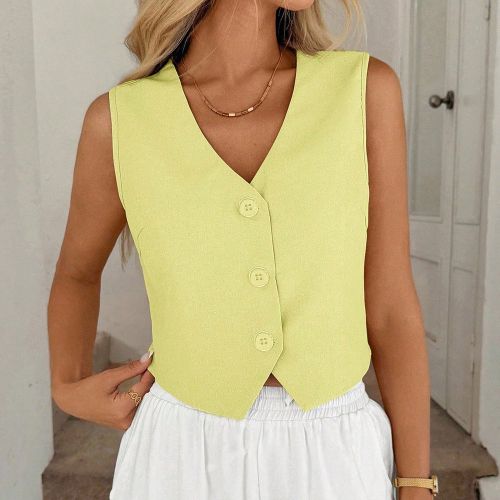 Veste sans manches fine de chemise pour dames de bureau - SHEIN - Modalova