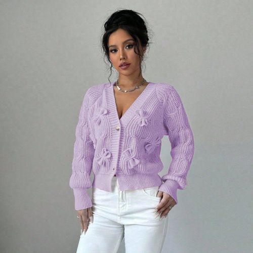Cardigan rose doux avec nœud - SHEIN - Modalova