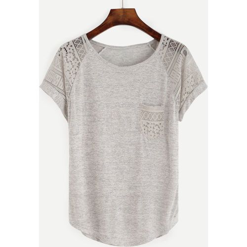 T-shirt en mousseline avec poche - gris - SHEIN - Modalova