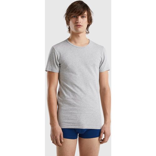 Benetton, T-shirt En Coton Bio Stretch, taille XXL, Gris Clair - United Colors of Benetton - Modalova