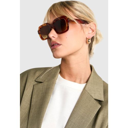 Lunettes De Soleil Rétro À Monture Carrée Motif Écaille De Tortue - One Size - boohoo - Modalova