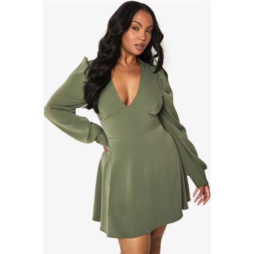 Robe Skater Grande Taille À Manches Blouson Longues - 56 - boohoo - Modalova