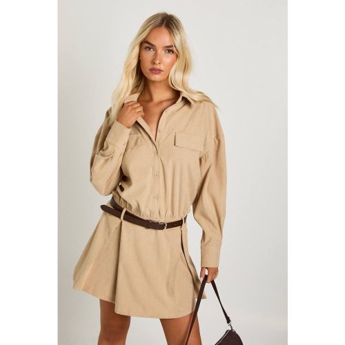 Robe Mini Chemise-Blouson Cord - 44 - boohoo - Modalova