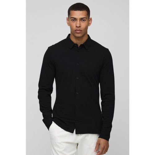 Chemise slim piqué en jersey - S - Boohooman - Modalova