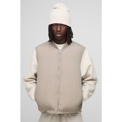 Regular Fit Mono Padded Bomber Neck Gilet - S - Boohooman - Modalova