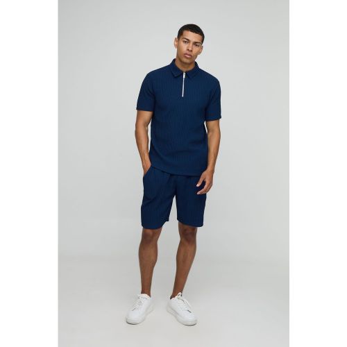 Ensemble côtelé avec polo cintré zippé et short - S - Boohooman - Modalova