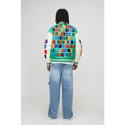 Bomber oversize universitaire à écusson - S - Boohooman - Modalova