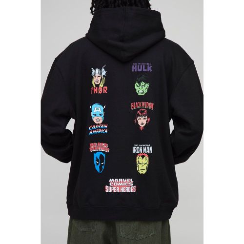 Black Oversized Marvel Comic Superheroes License Printed Hoodie - S - Boohooman - Modalova