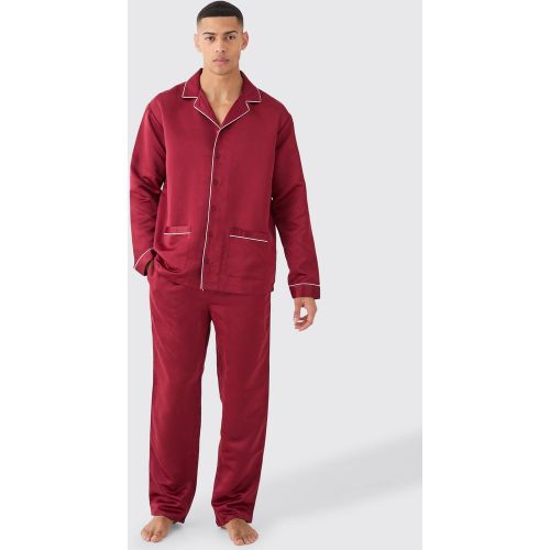 Ensemble satiné avec chemise à surpiqûres et bas confort - M - Boohooman - Modalova