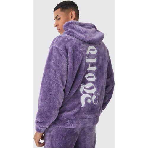 Sweat à capuche oversize en polaire à écusson - L - Boohooman - Modalova