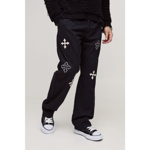 Tall - Pantalon large à écusson croisé - noir - 34 - Swap your denim for trousers for extra style points. Put aside your jeans for a day and go for - BMM95882-105-269 - Modalova