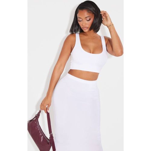 White Top Court Col Carré Slinky Shape | Taille 36 - PrettyLittleThing - Modalova