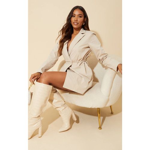 Stone Robe Blazer Tissée À Manches Longues Avec Cordon De Serrage À La Taille | Taille 42 - PrettyLittleThing - Modalova