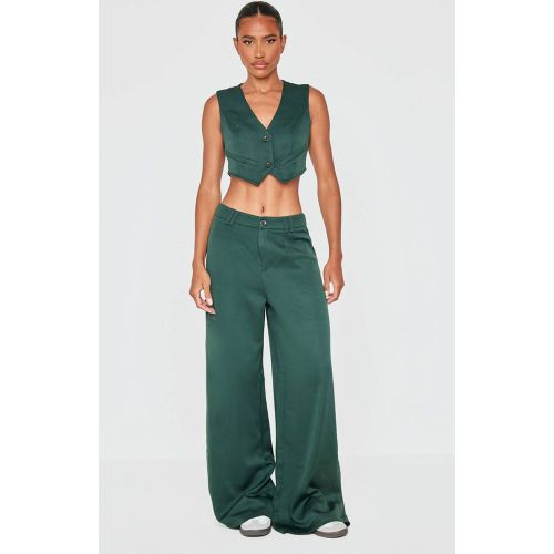 Dark Green Pantalon De Costume Tissé À Double Passant De Ceinture | Taille 32 - PrettyLittleThing - Modalova