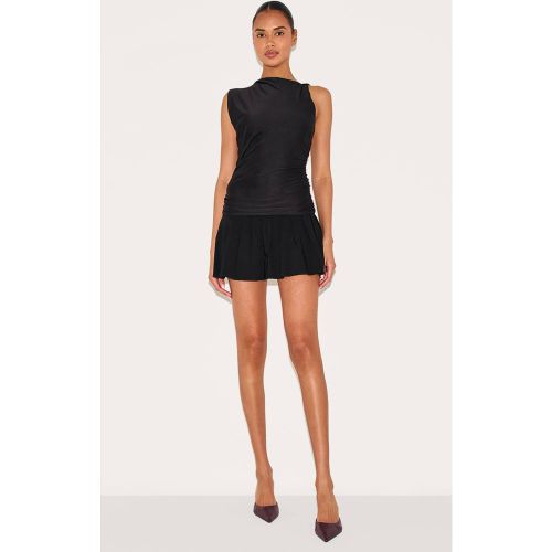 Black Jupe Micro Mini Plissée Taille Basse En Tissu Extensible | Taille 44 - PrettyLittleThing - Modalova