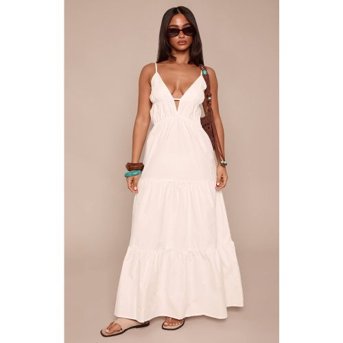 White Robe Maxi Étagée À Bretelles Petite Taille | Taille 36 - PrettyLittleThing - Modalova