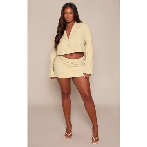 Sage Green Jupe Micro Mini Ajustée En Tissu Tissé Avec Détail Nœud - Ensemble Grande Taille | Taille 46 - PrettyLittleThing - Modalova