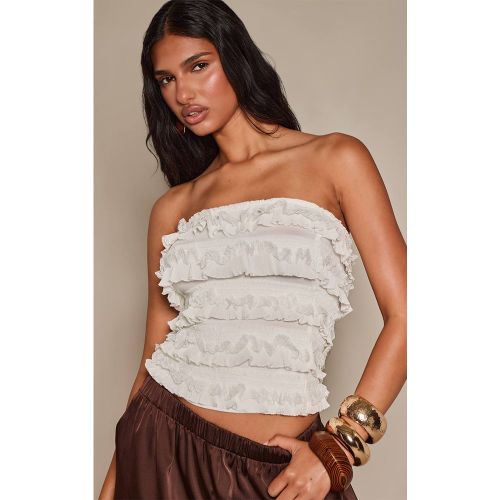 White Haut Bandeau À Volants | Taille 42 - PrettyLittleThing - Modalova