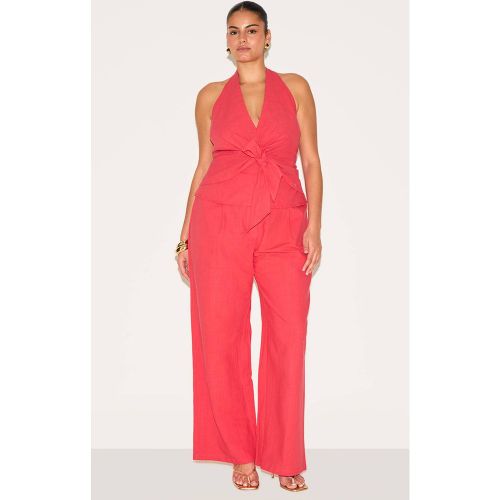 Red Ensemble Coordonné Pantalon En Lin À Plis Piqués Grande Taille | Taille 44 - PrettyLittleThing - Modalova