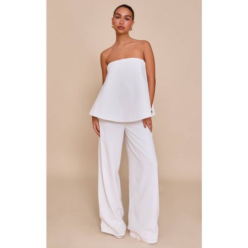White Combinaison Pantalon Droit À Basque En Tissu Structuré | Taille 32 - PrettyLittleThing - Modalova