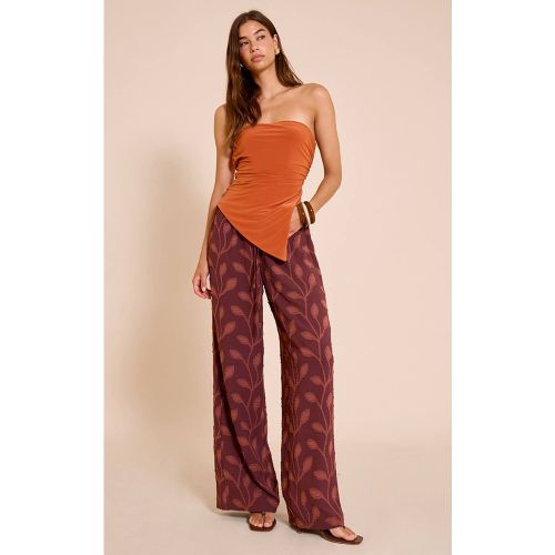 Pantalon Droit À Taille Cordon En Tissu Texturé | Taille 34 - PrettyLittleThing - Modalova