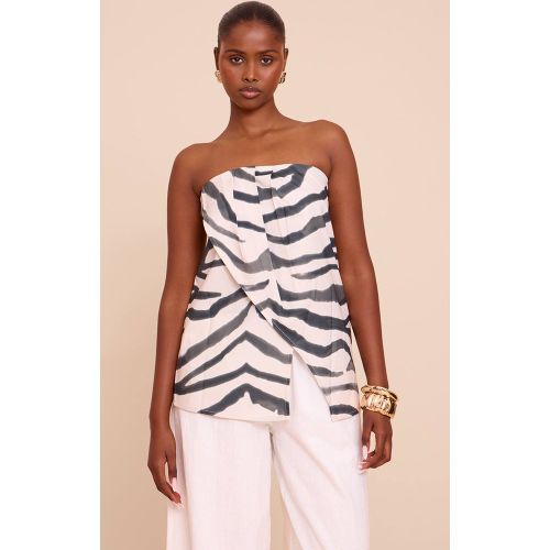 Zebra Top Long Bandeau Tissé Fluide À Fentes Latérales | Taille 34 - PrettyLittleThing - Modalova