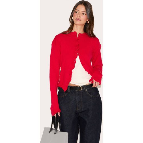 Red Cardigan En Maille À Volants | Taille XS - PrettyLittleThing - Modalova