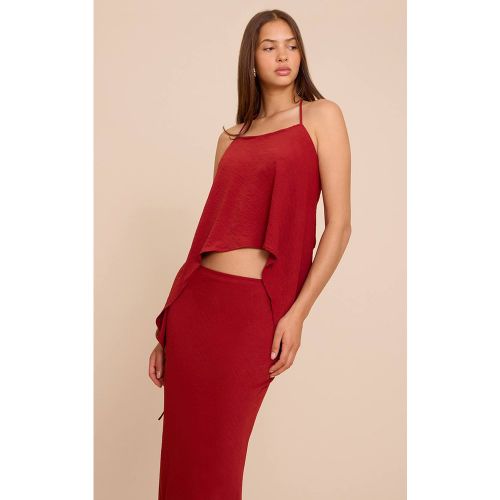 Deep Red Top Coordonné En Tissu Fluide À Bretelles Spaghetti Et Ourlet Fendu | Taille 42 - PrettyLittleThing - Modalova